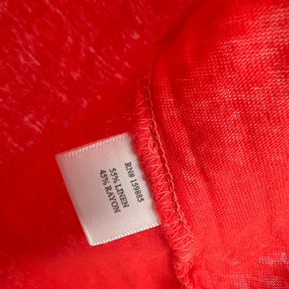 Bobi Los Angeles Small V NECK Linen Rayon Top Ladybug Red $75 - Picture 3 of 4